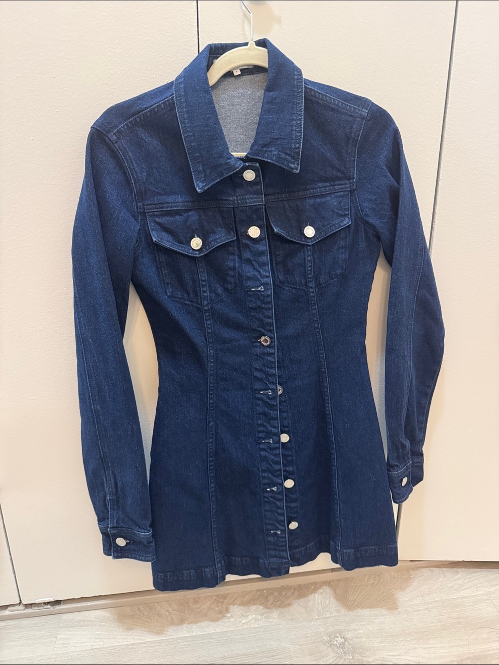 WeWoreWhat Navy Blue Fitted Denim Mini Dress